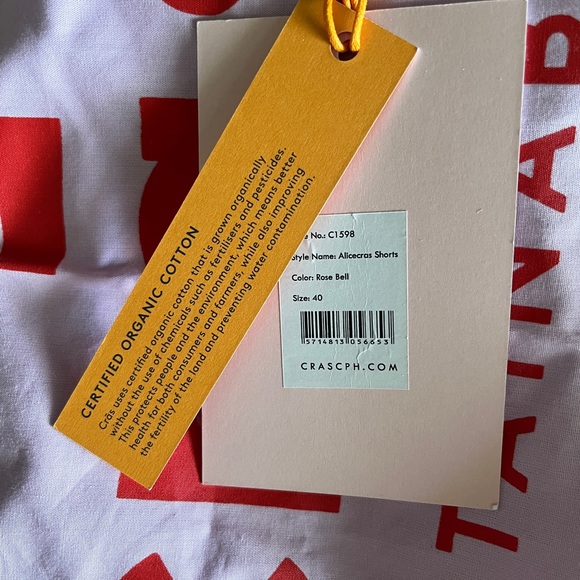 Crās Alice Cuffed Shorts High Waist Boxer Style 100% Organic Cotton Cras 40 - Picture 6 of 7